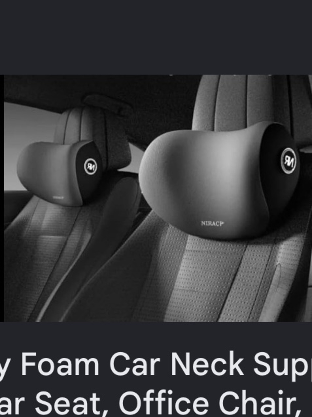 Niracp+ Grey Memory Foam Car Neck Pillow - Supportive Headrest